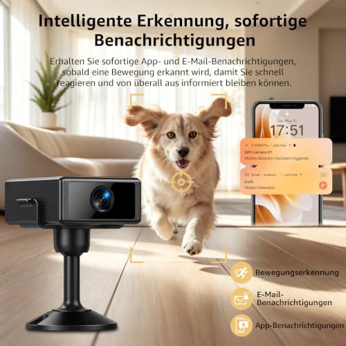 Detalle 2 de Liretope Mini Kamera 4K WLAN Überwachungskamera Innen – kompakte 4K-Sicherheit mit Akku & App