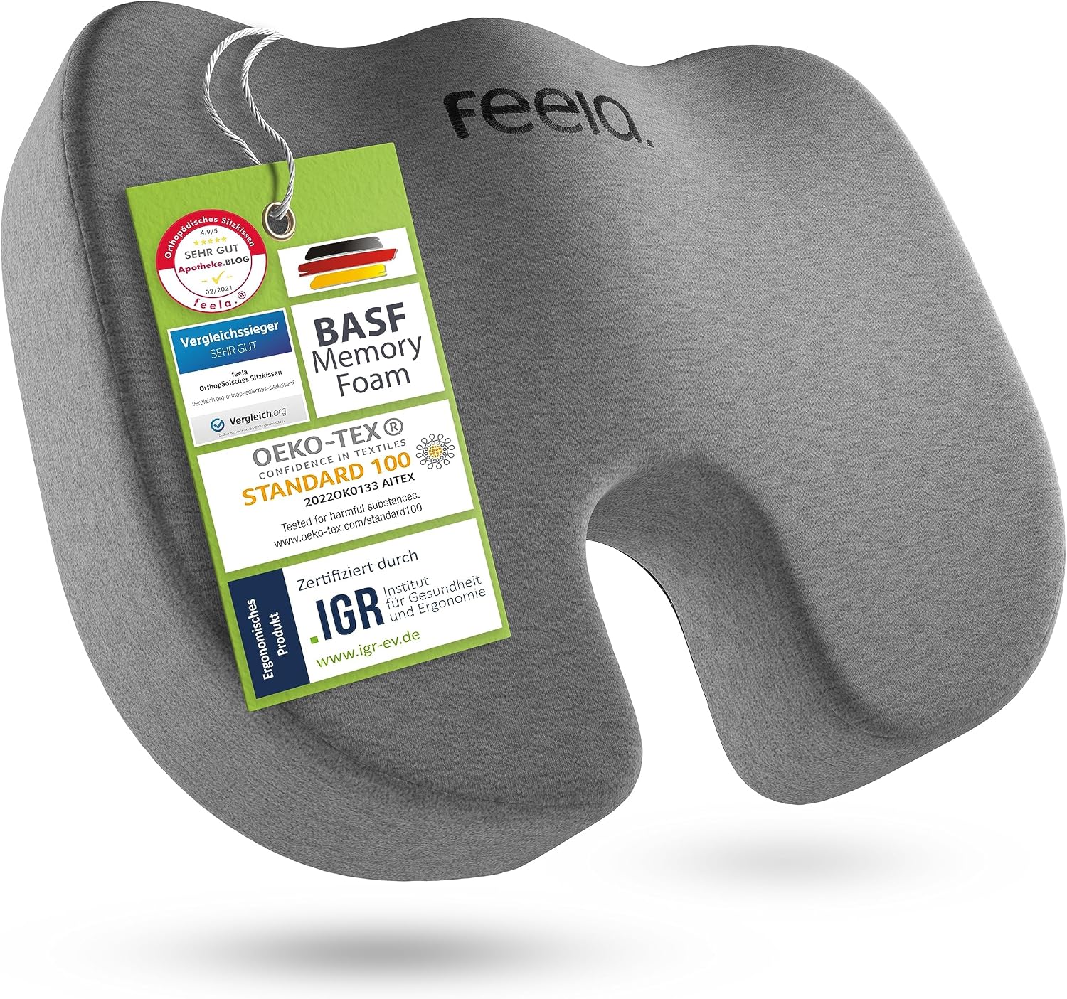 Detalle de feela.® Orthopädisches Sitzkissen 45 × 36 × 7,5 cm 💺