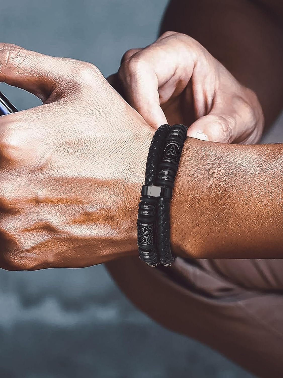 Detalle de Bandmax Bracelet cuir tressé 25 cm