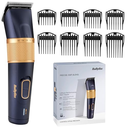 Detalle de BaByliss Tondeuse à cheveux Lithium Performance E986E – Sans fil, 45 réglages, bleu foncé/or