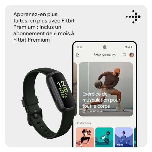 Thumbnail 8 de Fitbit Inspire 3 : bracelet activité et santé — autonomie 10 jours, étanche 50 m, inclusive (Parme, Noir intense)