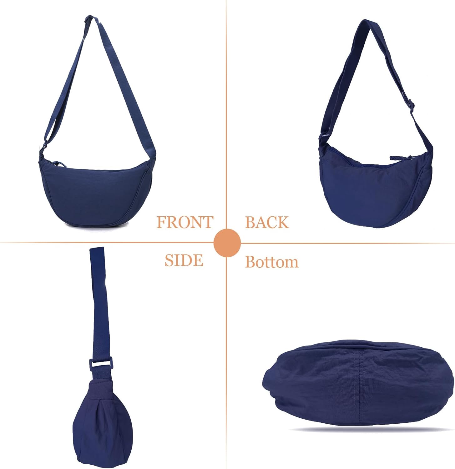 Detalle 2 de JENCVNL Nylon Crescent Bag for Women — Dumpling Crossbody in Multiple Colours