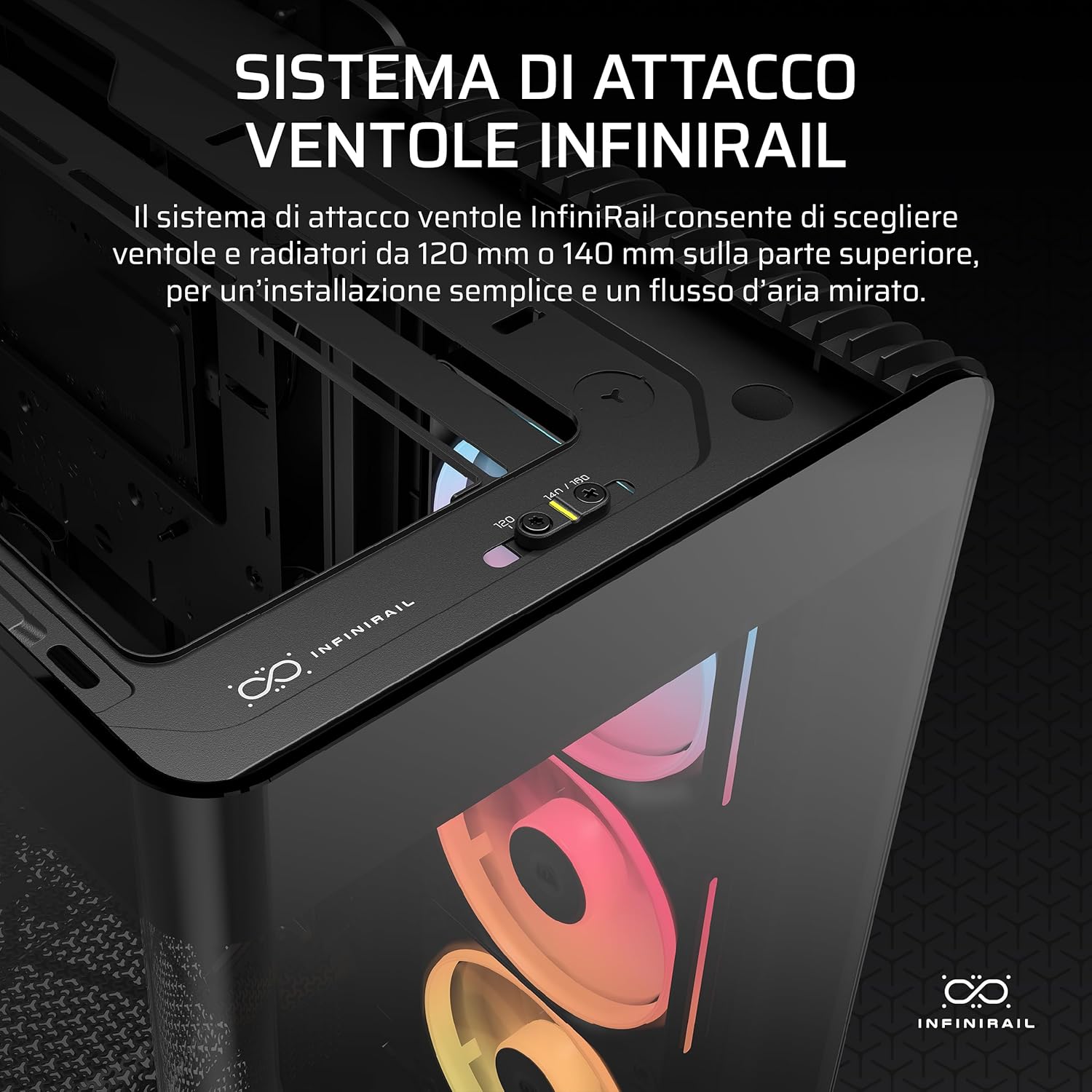 Thumbnail 5 de CORSAIR Frame 4500X LX-R RGB LINK, mid-tower con vetro panoramico e sistema InfiniRail, include 3 ventole LX120R RGB LINK