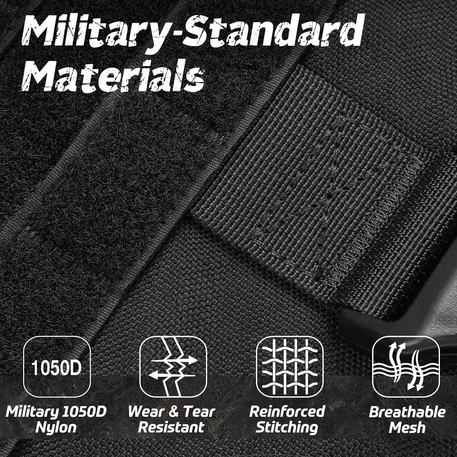 Detalle 2 de Rabbitgoo Tactical Dog Harness for Large Breeds (MOLLE Service Vest, Handle, No-Pull) — Black
