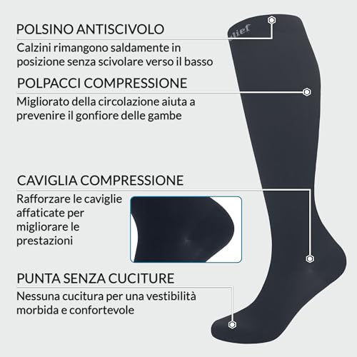 Thumbnail 1 de 360 Relief Calze Compressione Graduata Donna e Uomo, Calze Elastiche – 15-20 mmHg