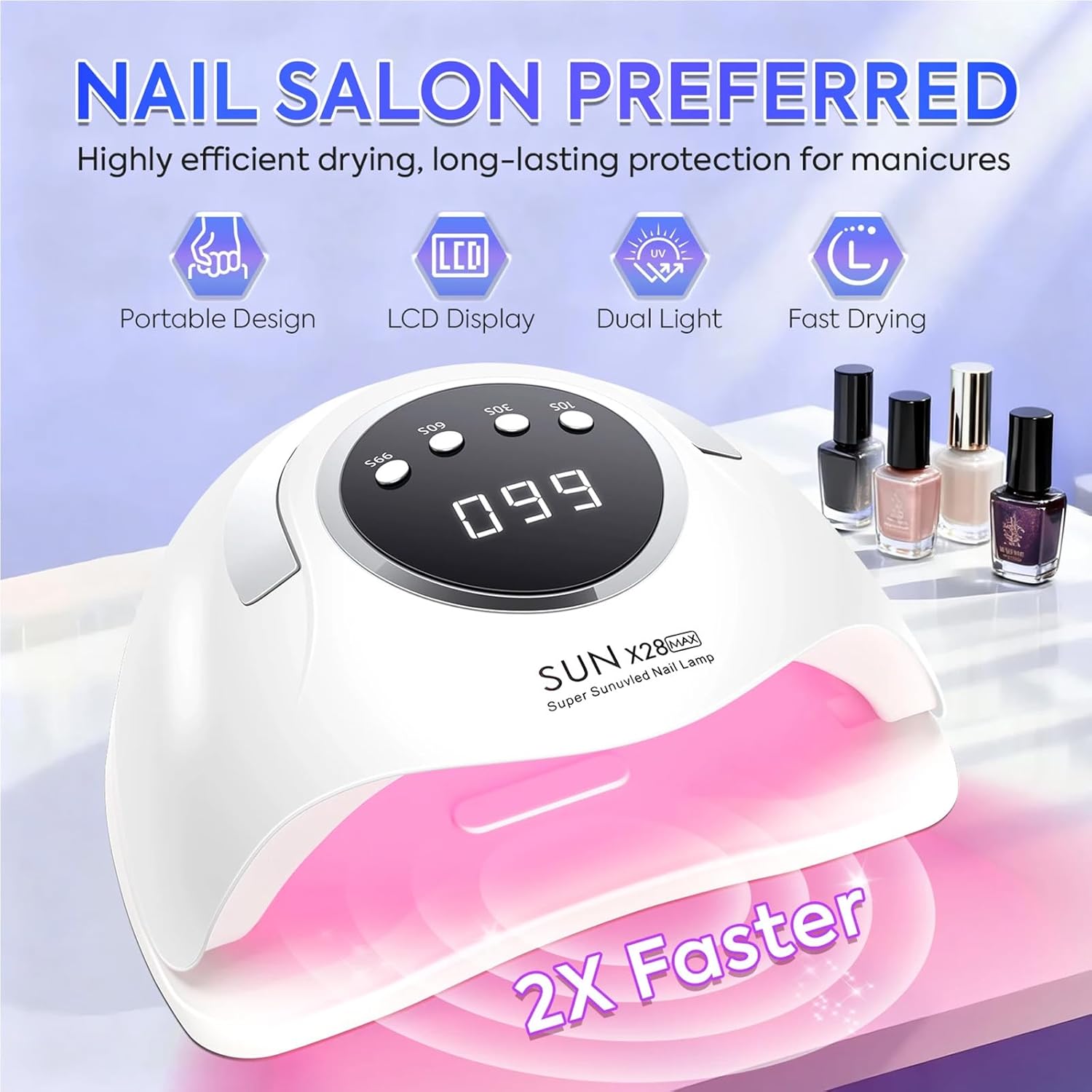 Thumbnail 1 de MainPi UV/LED Nail Lamp 380W with 90 LEDs, Auto Sensor and 4 Timer Settings