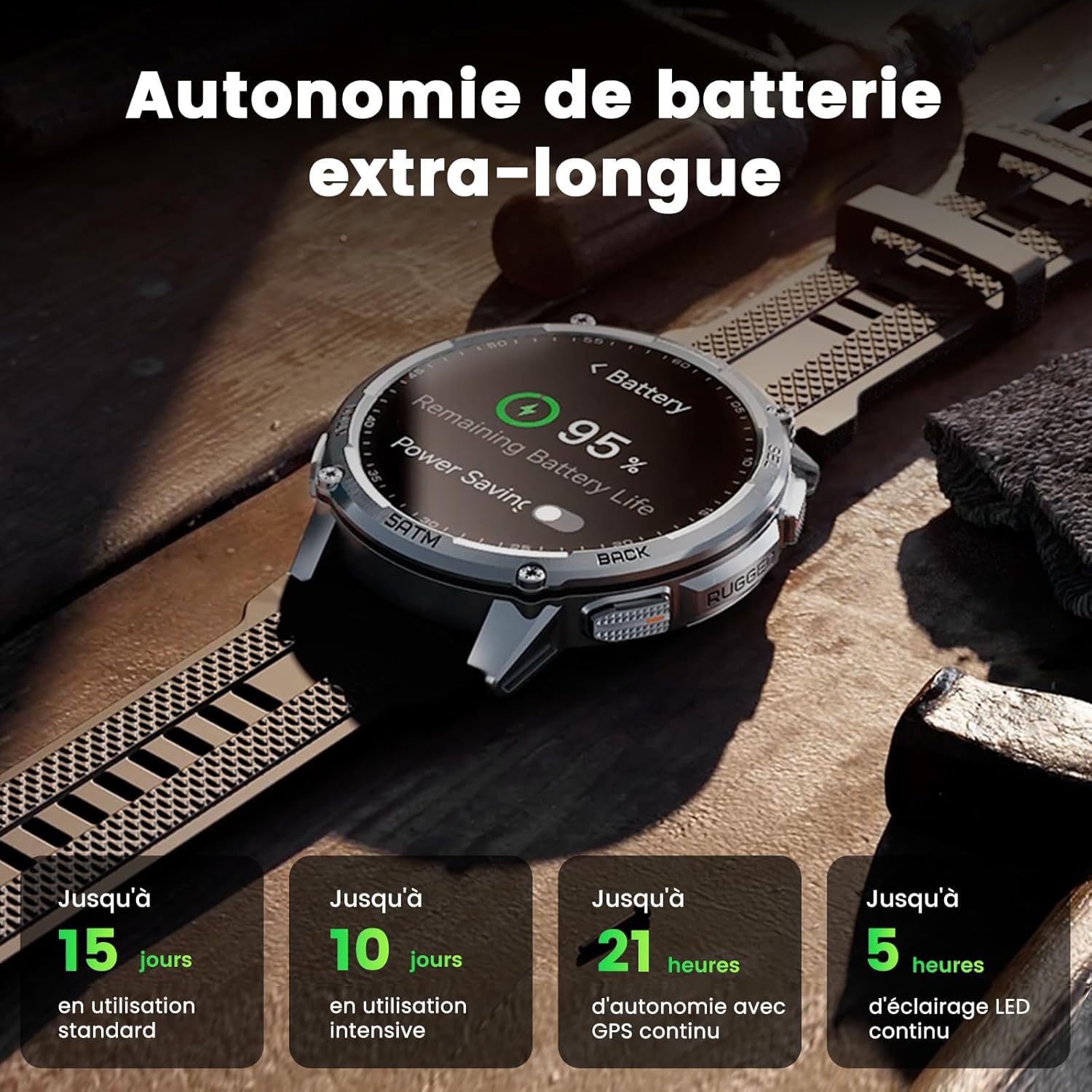 Thumbnail 3 de KOSPET Tank T4C : montre connectée homme GPS, AMOLED 1,5", talkie-walkie et lampe torche LED