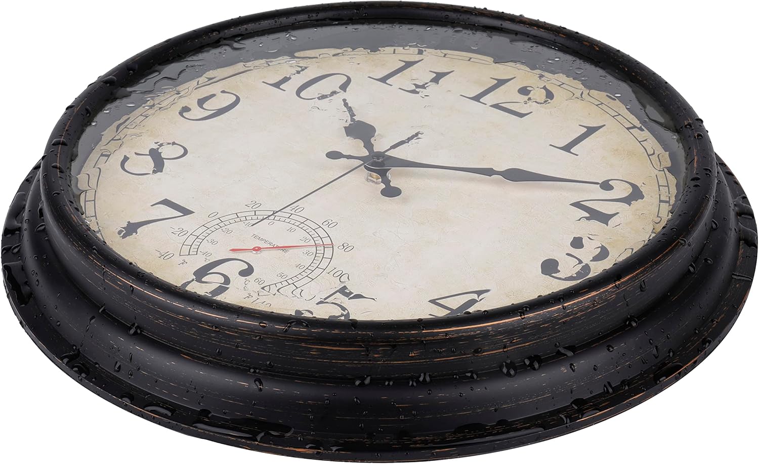 Detalle de Jomparis Wanduhr mit Temperaturanzeige (40 cm) in Antik-Bronze für außen