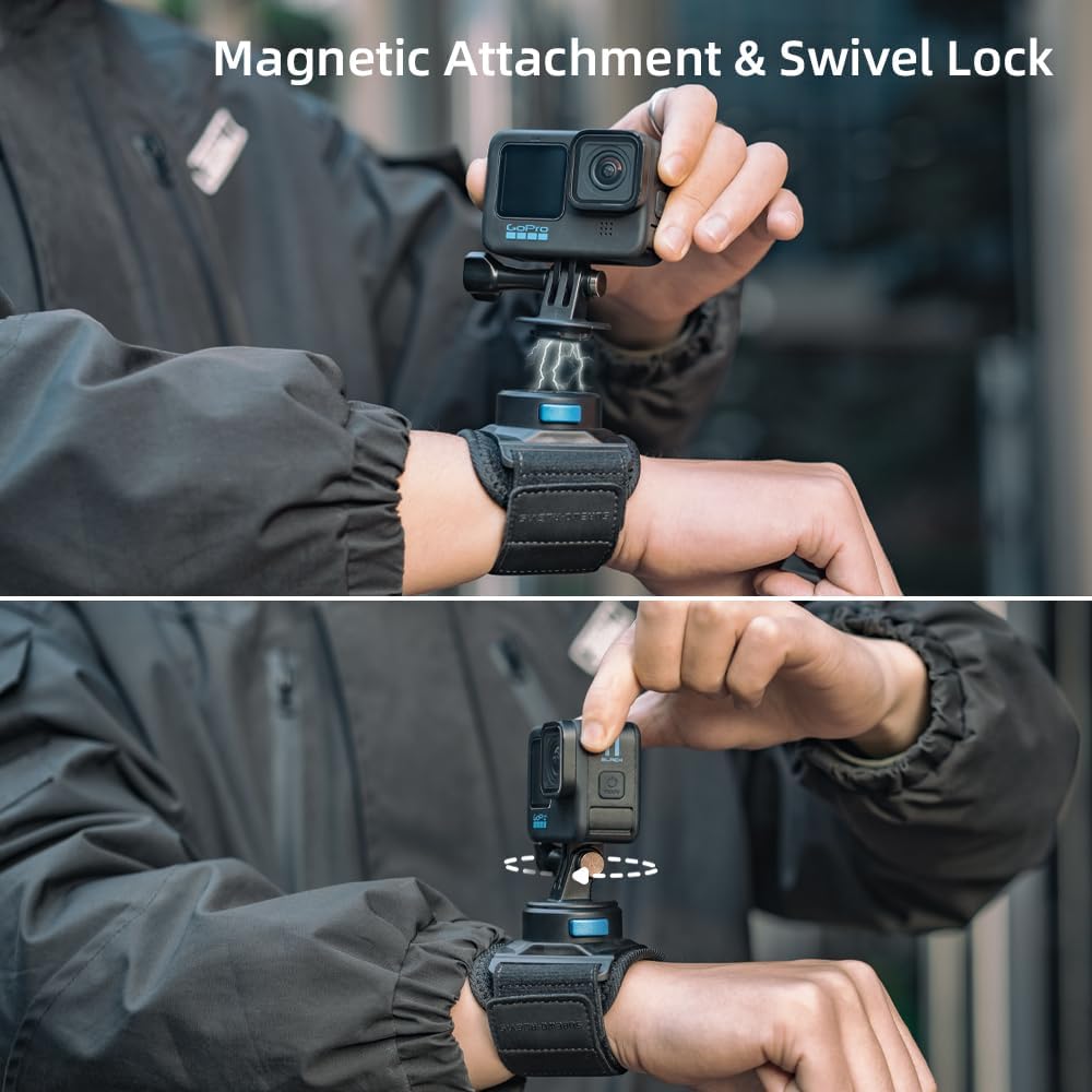 Thumbnail 2 de SUREWO Magnetische Schnellverschluss-Handgelenkschlaufe (Schnellverschluss, magnetisch) für GoPro & Action-Cams – schwarz