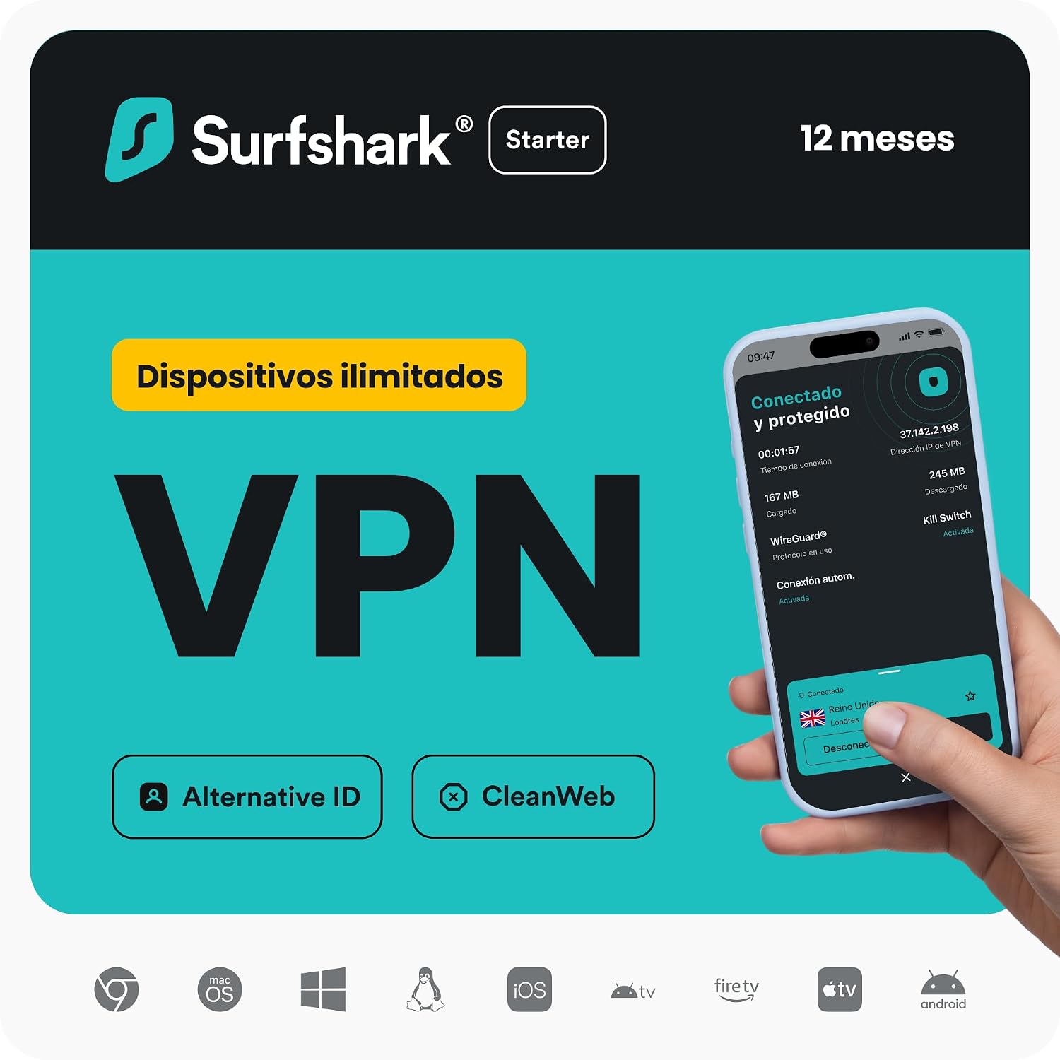 Detalle de Surfshark Starter 12 meses VPN