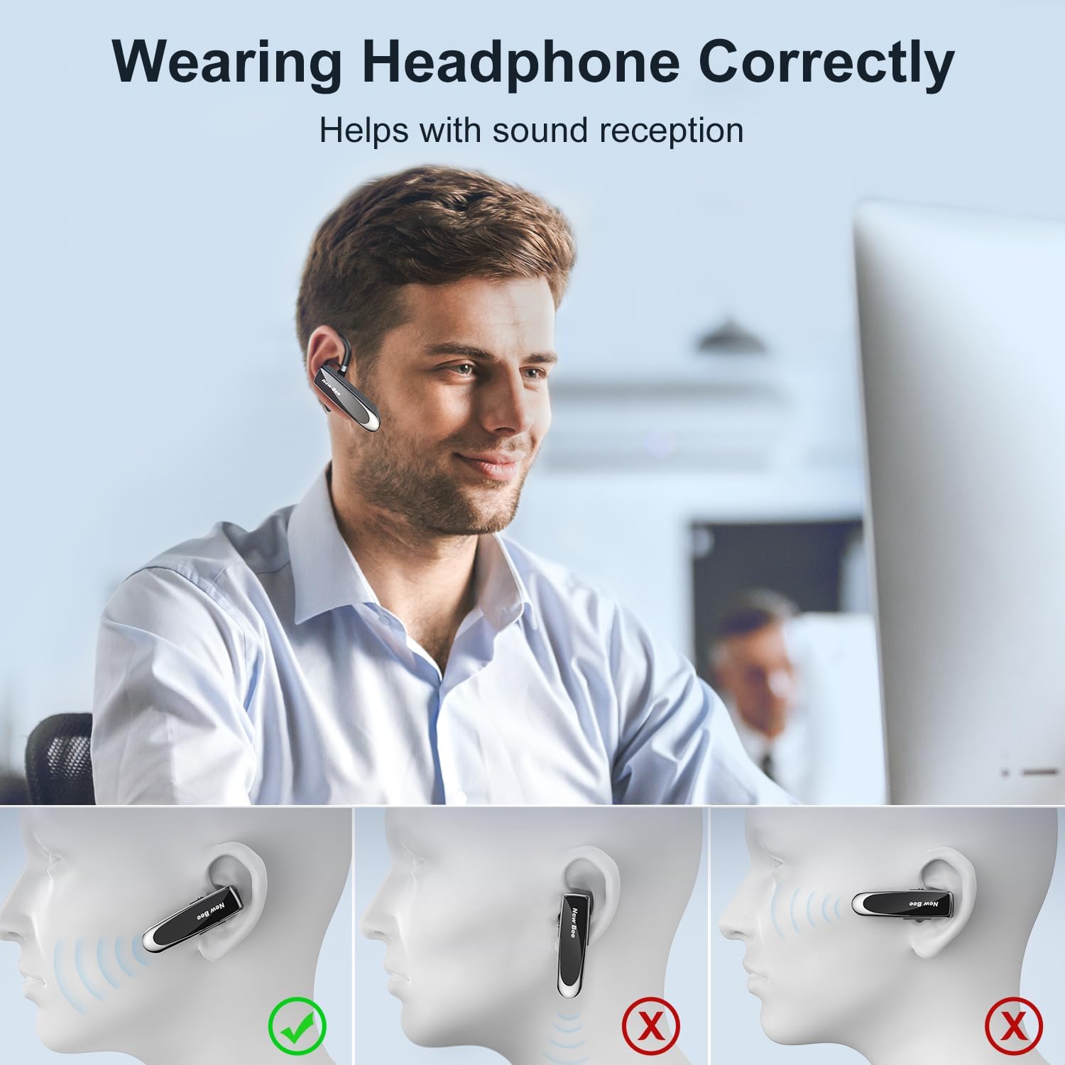 Thumbnail 6 de New Bee Handsfree Bluetooth Earpiece 60 Days Standby