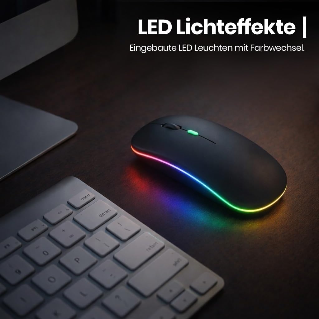 Thumbnail 1 de GLOBAL TECH Kabellose Bluetooth-Maus mit Dual-Modus (2,4 GHz & Bluetooth), wiederaufladbar, ultradünn – Schwarz