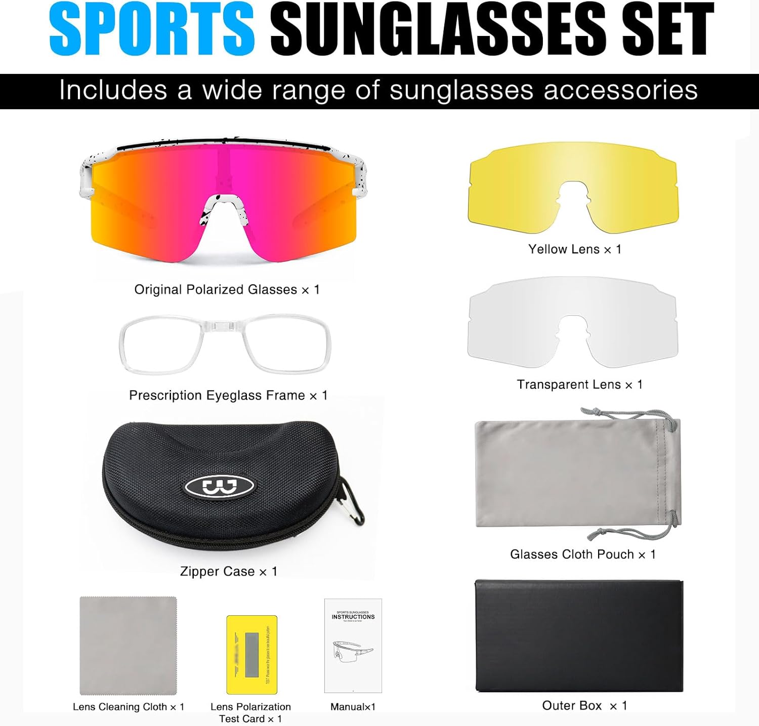 Thumbnail 5 de SPOSUNE Polarisierte Fahrradbrille mit 3 austauschbaren Gläsern (TR90) – sportliche Sonnenbrille für Lauf- und Radsport