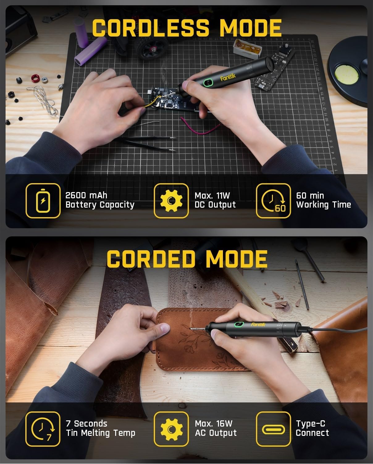 Thumbnail 2 de Fanttik T1 Max Soldering Iron Kit — Cordless, Fast Heat, 4 Tips and Stand