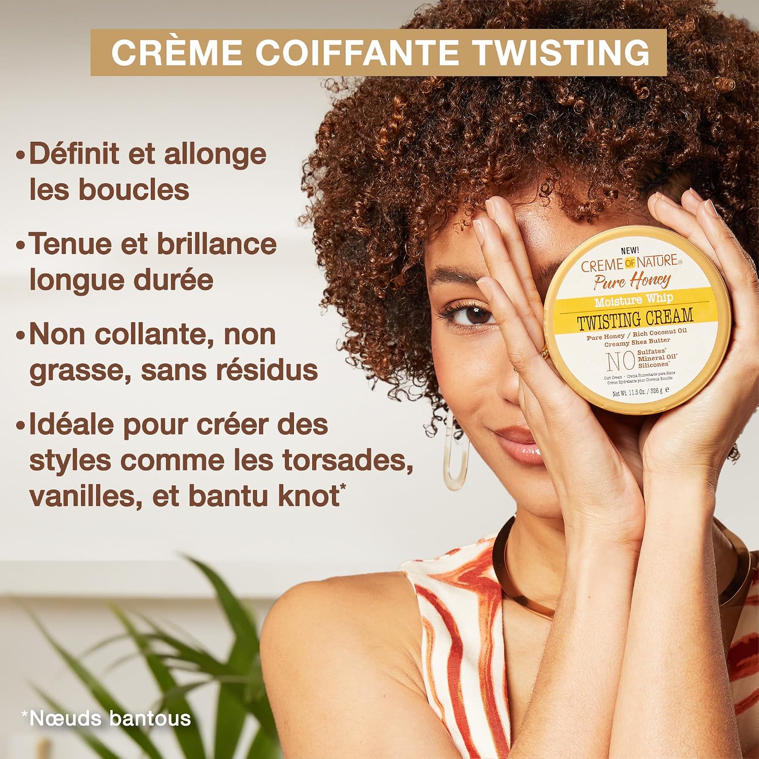 Detalle de CREME OF NATURE Pure Honey 326g Crème coiffante