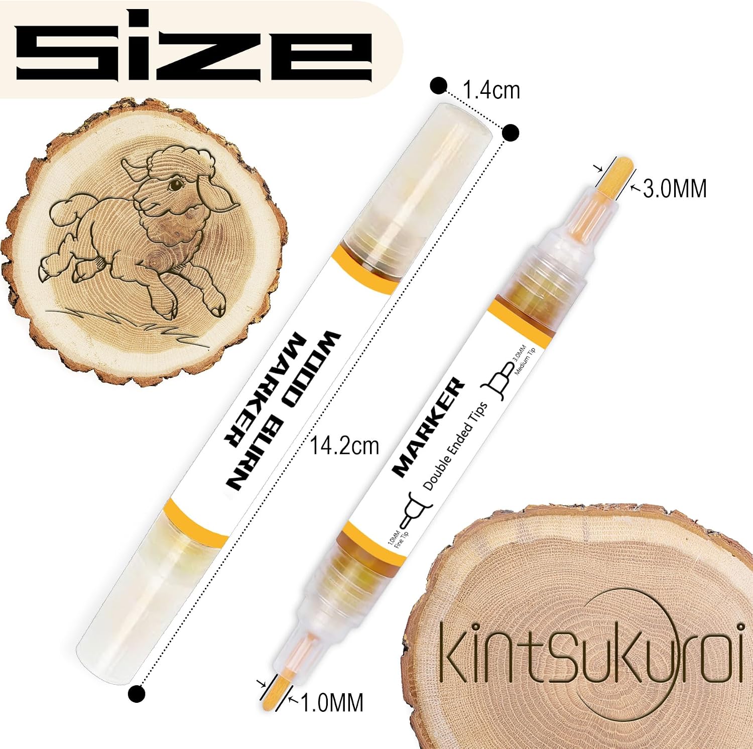 Thumbnail 6 de kintsukuroi Wooden Burning Marker (2PCS) – double-sided wood burn pen for beginners’ DIY