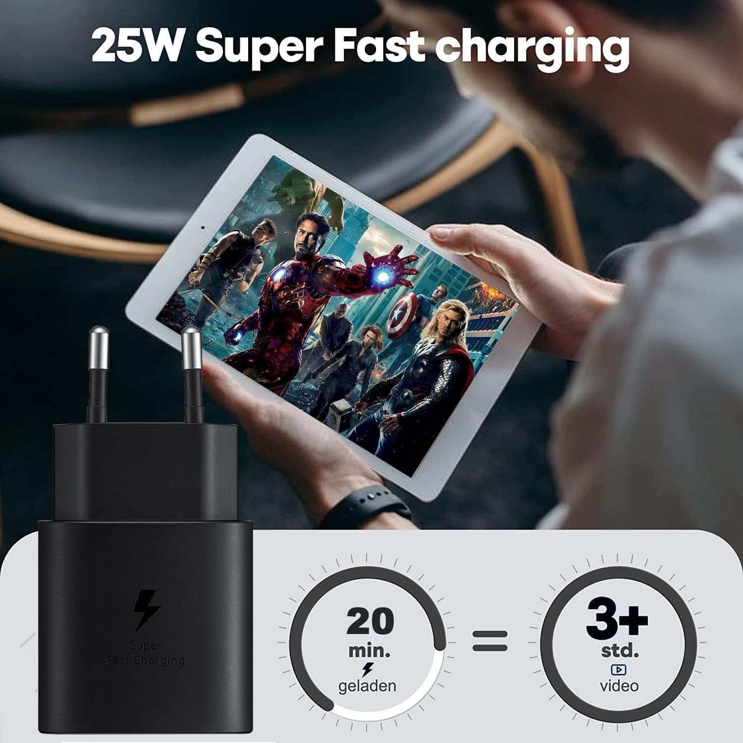 Thumbnail 5 de Caricatore rapido USB-C 25 W con Power Delivery 3.0 e PPS per Samsung Galaxy S, A e Tab (USB-C)