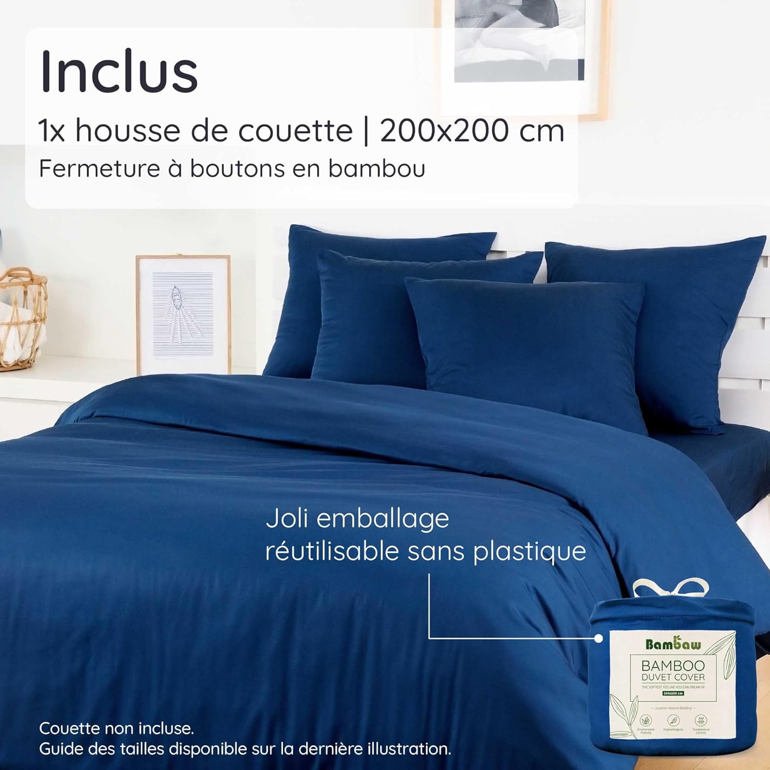Thumbnail 1 de Bambaw Housse de Couette en Bambou 200x200 cm – Douce, Hypoallergénique et Thermorégulée