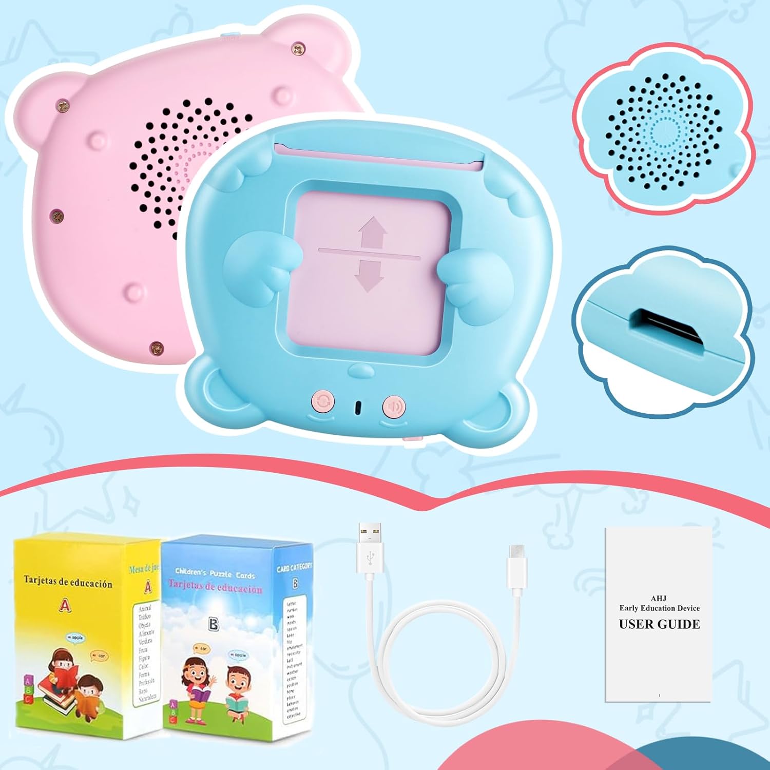 Thumbnail 6 de AHJ 510 Parole Schede Talking Flash Cards: set bilingue italiano-inglese per bambini (Blu)