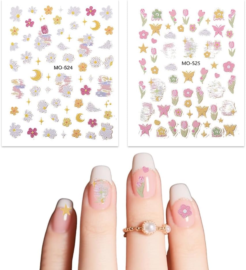 Detalle de Flower Nail Art Stickers, 2 Sheets