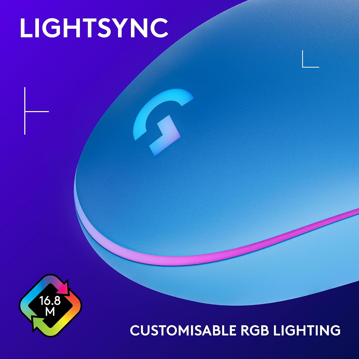 Thumbnail 3 de Logitech G203 LIGHTSYNC Gaming Mouse (Blue) with Customisable RGB, 6 Programmable Buttons & 8K DPI Tracking