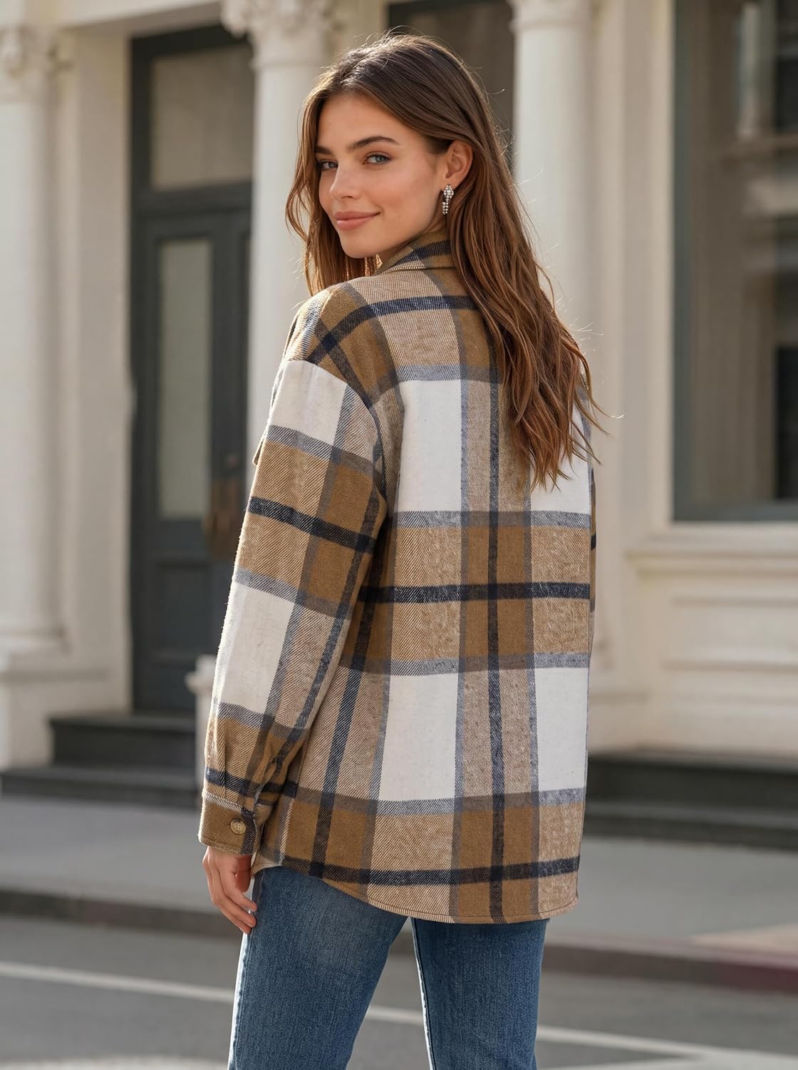 Detalle de Zeagoo Women's Flannel Shacket in Polyester