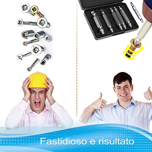 Detalle de Diyife Estrattori Viti Danneggiate – Set da 6 pezzi in acciaio HSS 4341 per rimuovere viti danneggiate
