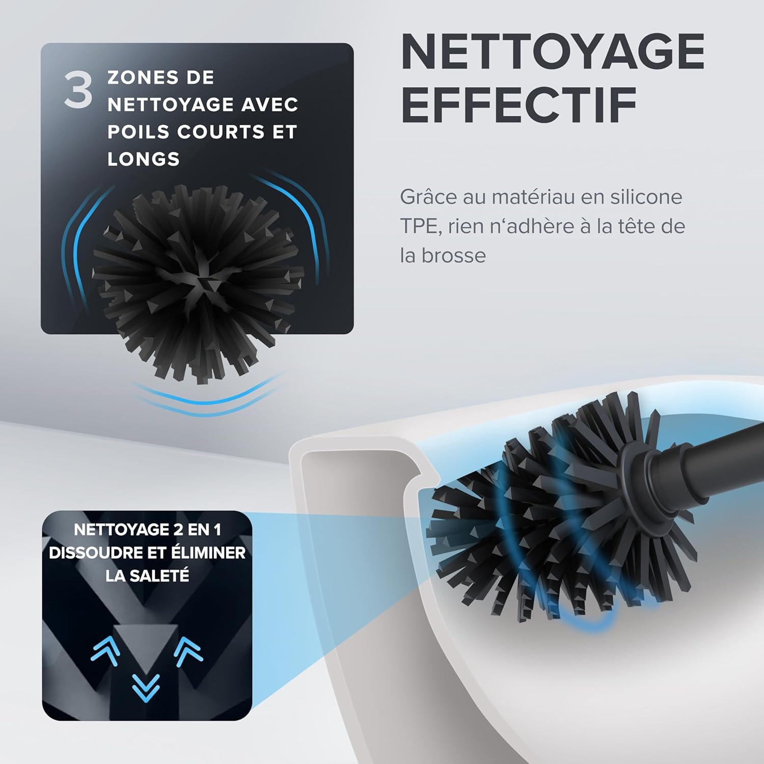 Thumbnail 1 de ovimar Brosse WC Finnkona – Noir, montage mural avec perçage ou collage