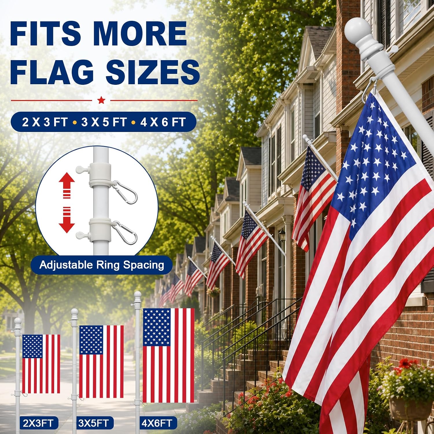 Thumbnail 3 de Barcetine 01 5-Ft Flagpole, White Stainless Steel with Swivel Rings
