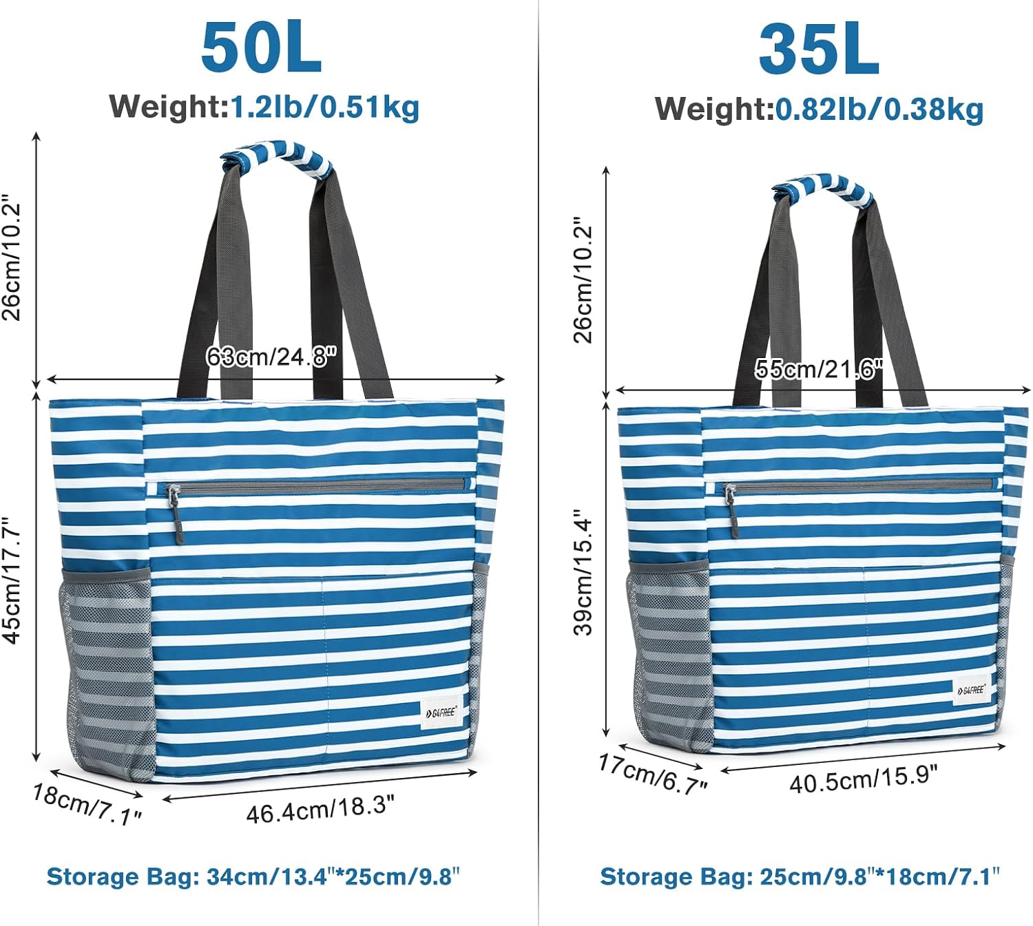 Thumbnail 2 de G4Free Large Beach Bag for Women: Waterproof, Sandproof and 2-in-1 Capacity Tote