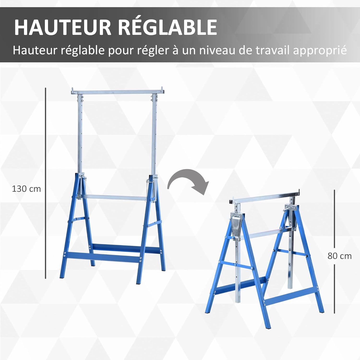 Detalle de Tréteaux pliables 80–130 cm Lot de 2