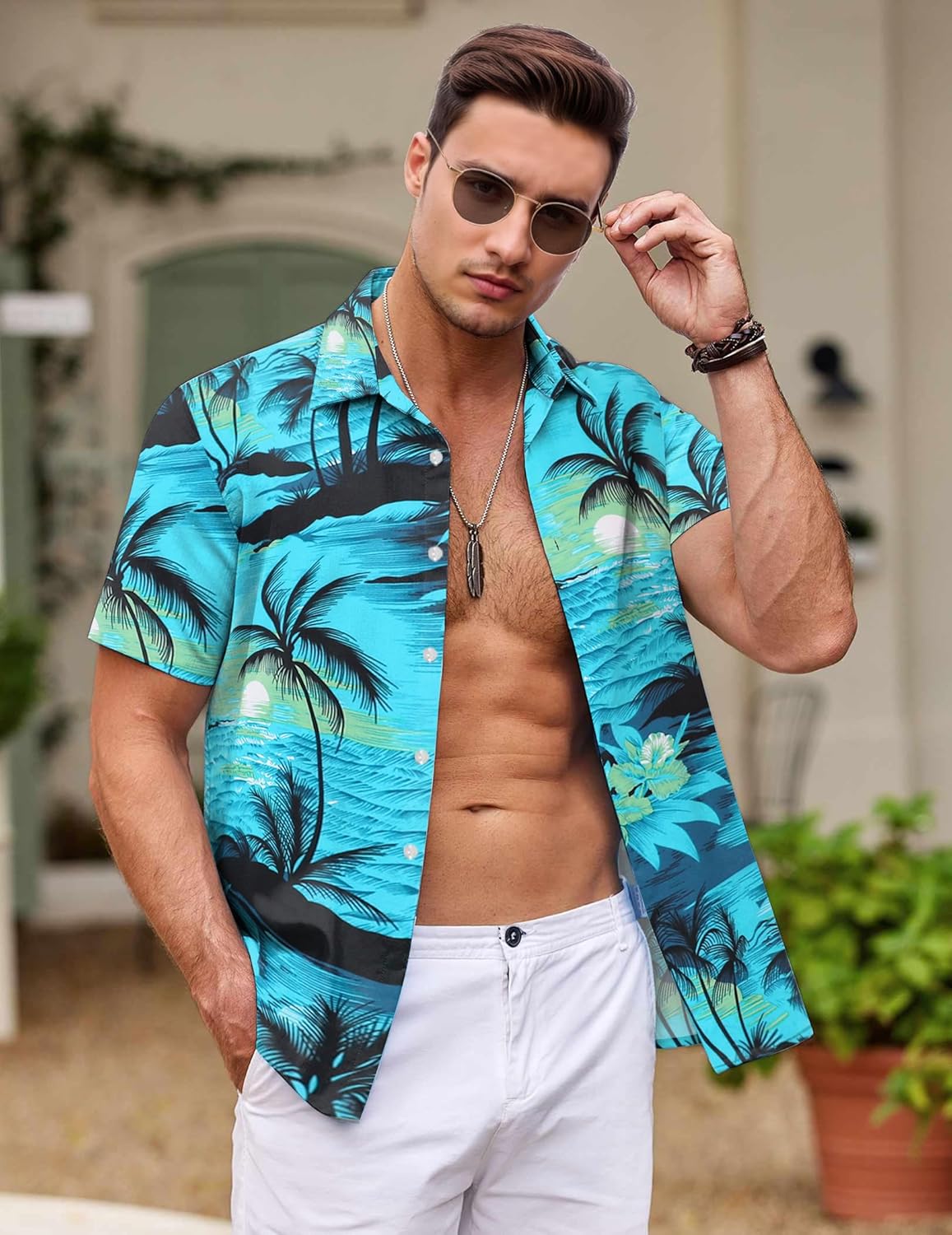 Thumbnail 5 de Gavliuu Chemise Hawaiienne Homme Manches Courtes Imprimé Tropical Léger