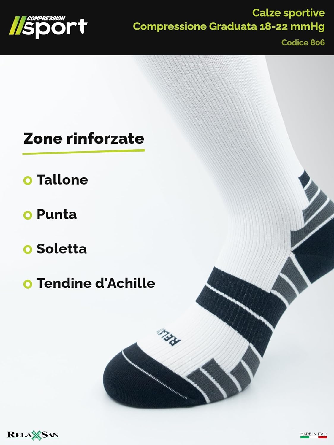 Thumbnail 4 de Relaxsan Calze Sportive Uomo e Donna a Compressione Graduata 18–22 mmHg 806, Dryarn Made in Italy