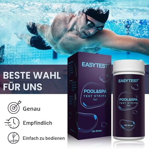 Detalle 2 de EASYTEST 7 in 1 Pool Teststreifen – 150 Streifen für präzise Wassertests im Pool und Spa