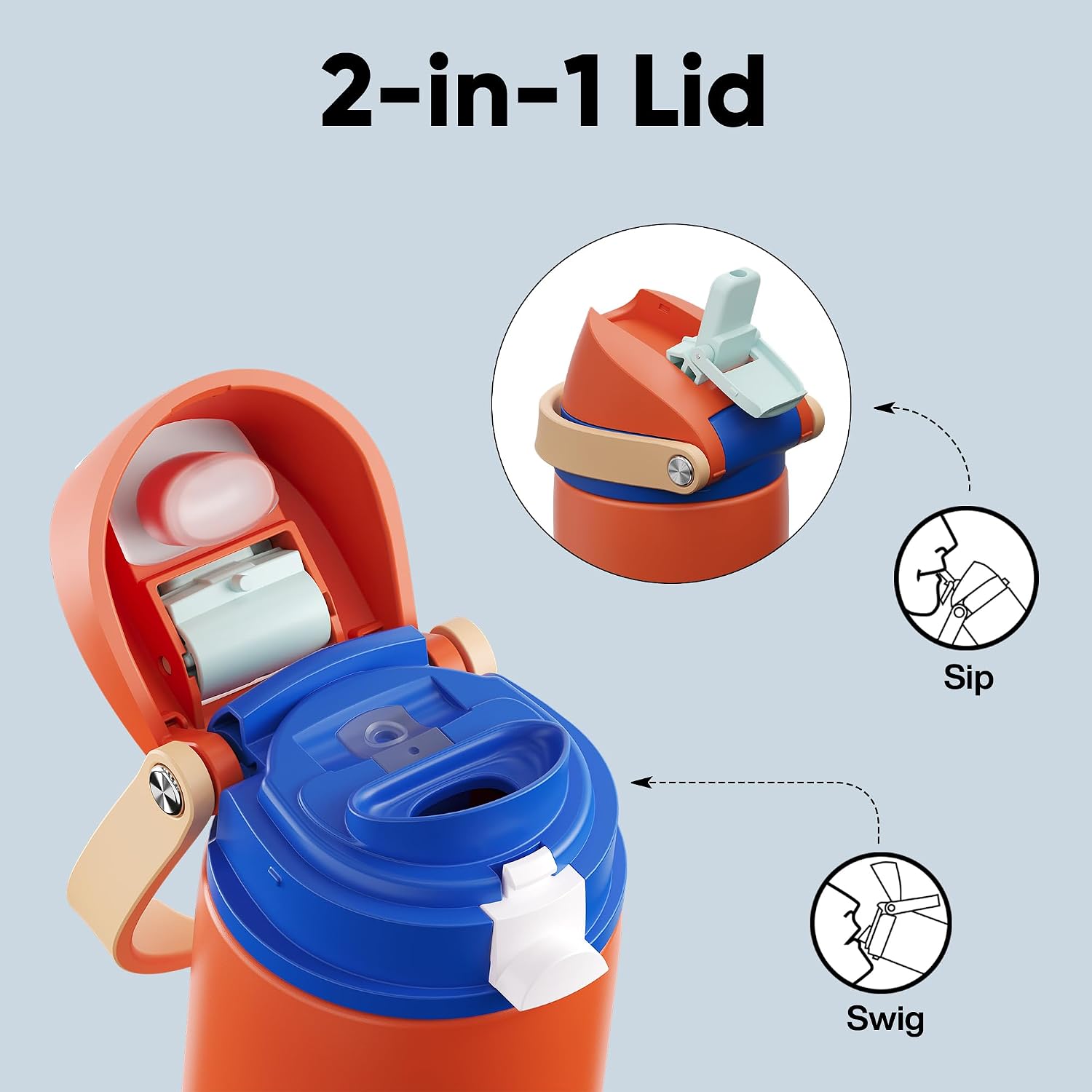Thumbnail 2 de Insulated Water Bottle with Straw - Encool Stainless Steel 24 oz (Salmon)