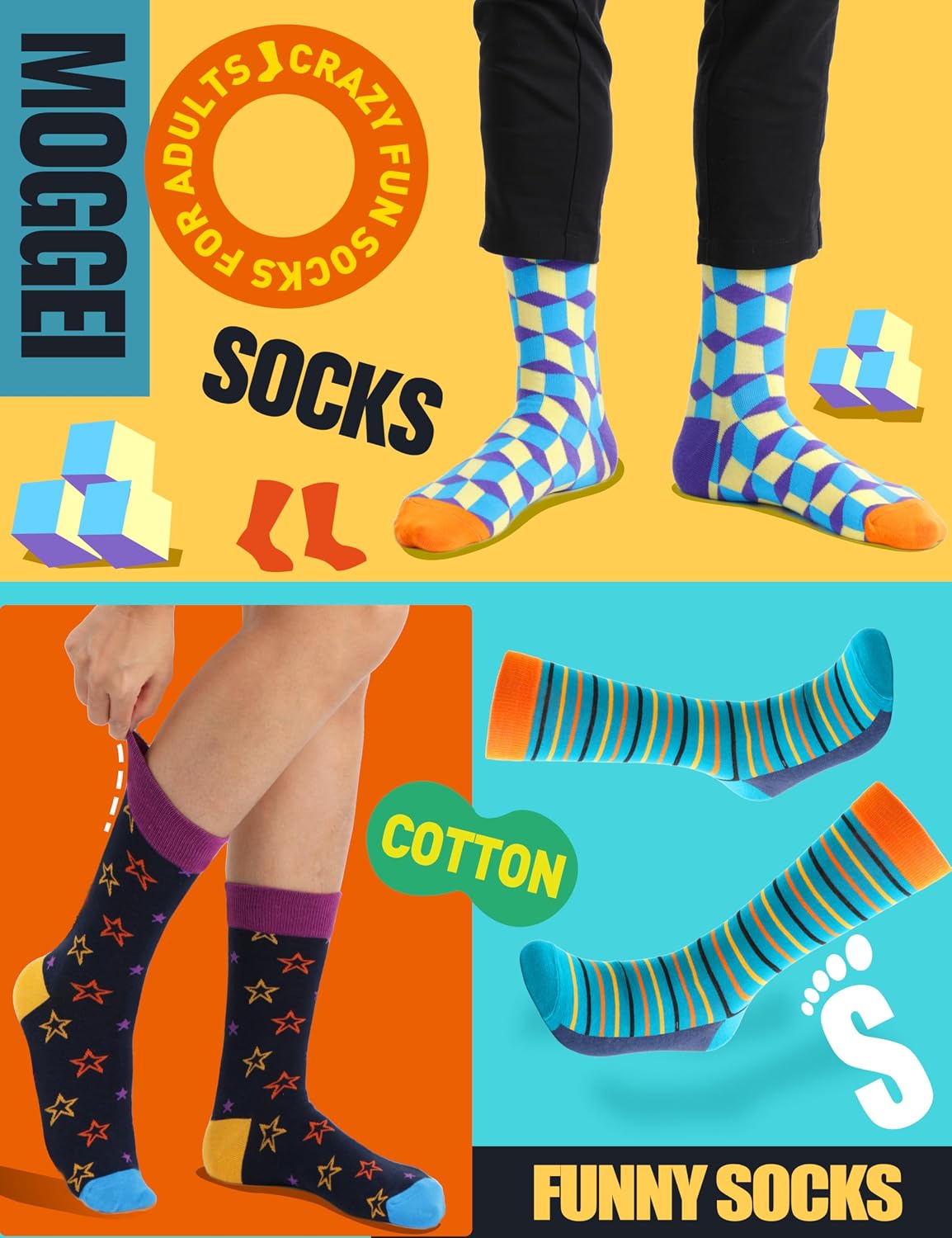 Thumbnail 6 de MOGGEI Funny Dress Socks, Breathable Novelty Casual Crew Socks