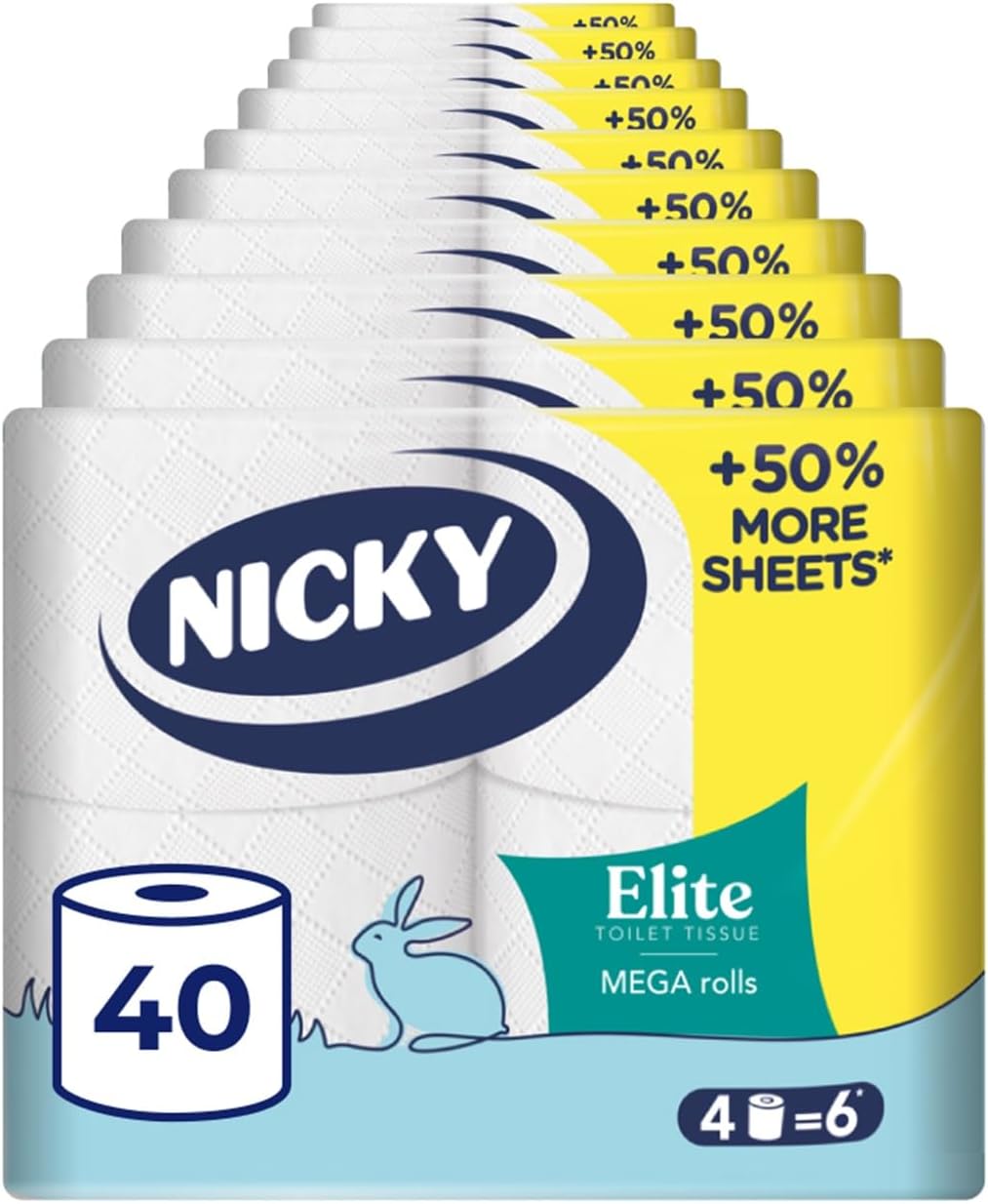 Detalle de Nicky Elite 24 Rolls of Toilet Tissue, 3-Ply