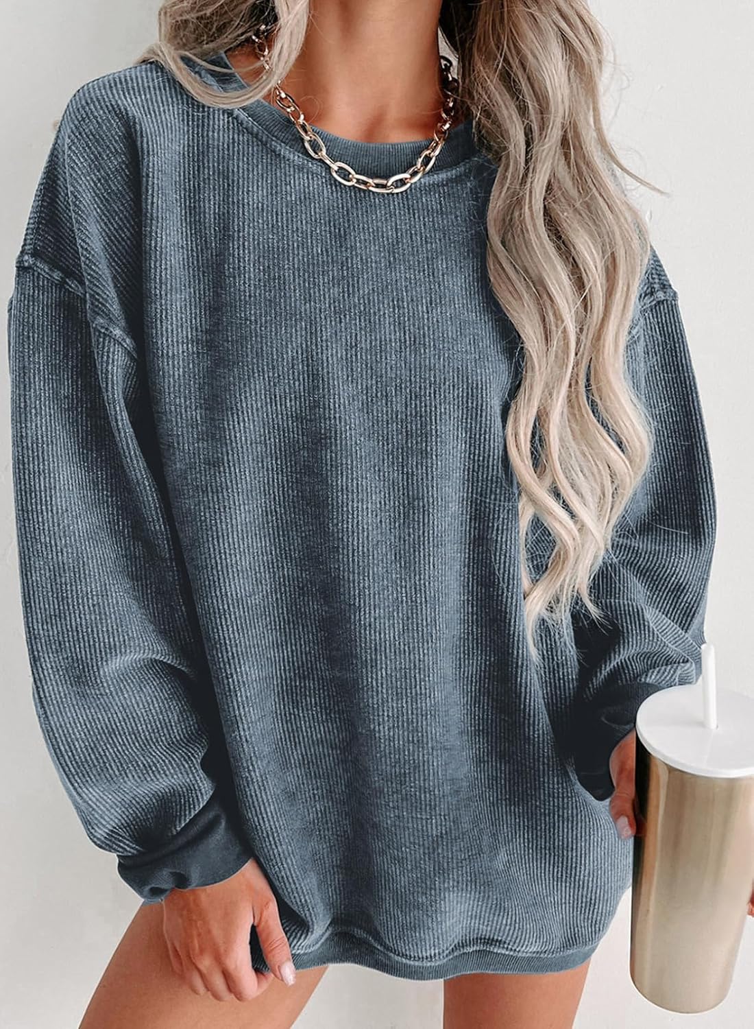 Detalle 2 de SHEWIN Women's Oversized Sweatshirt, Corduroy