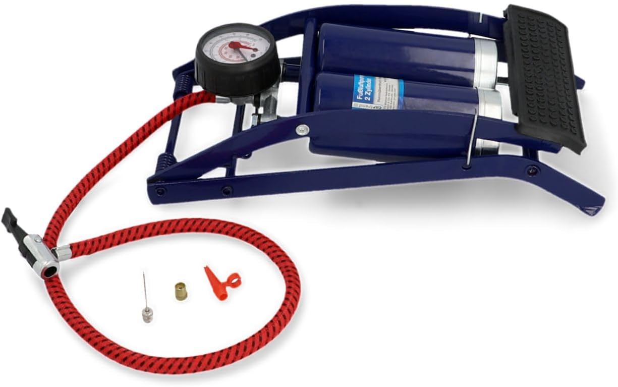 Thumbnail 1 de Cartrend 10927 dubbele voetpomp met manometer tot 7 bar en adapters