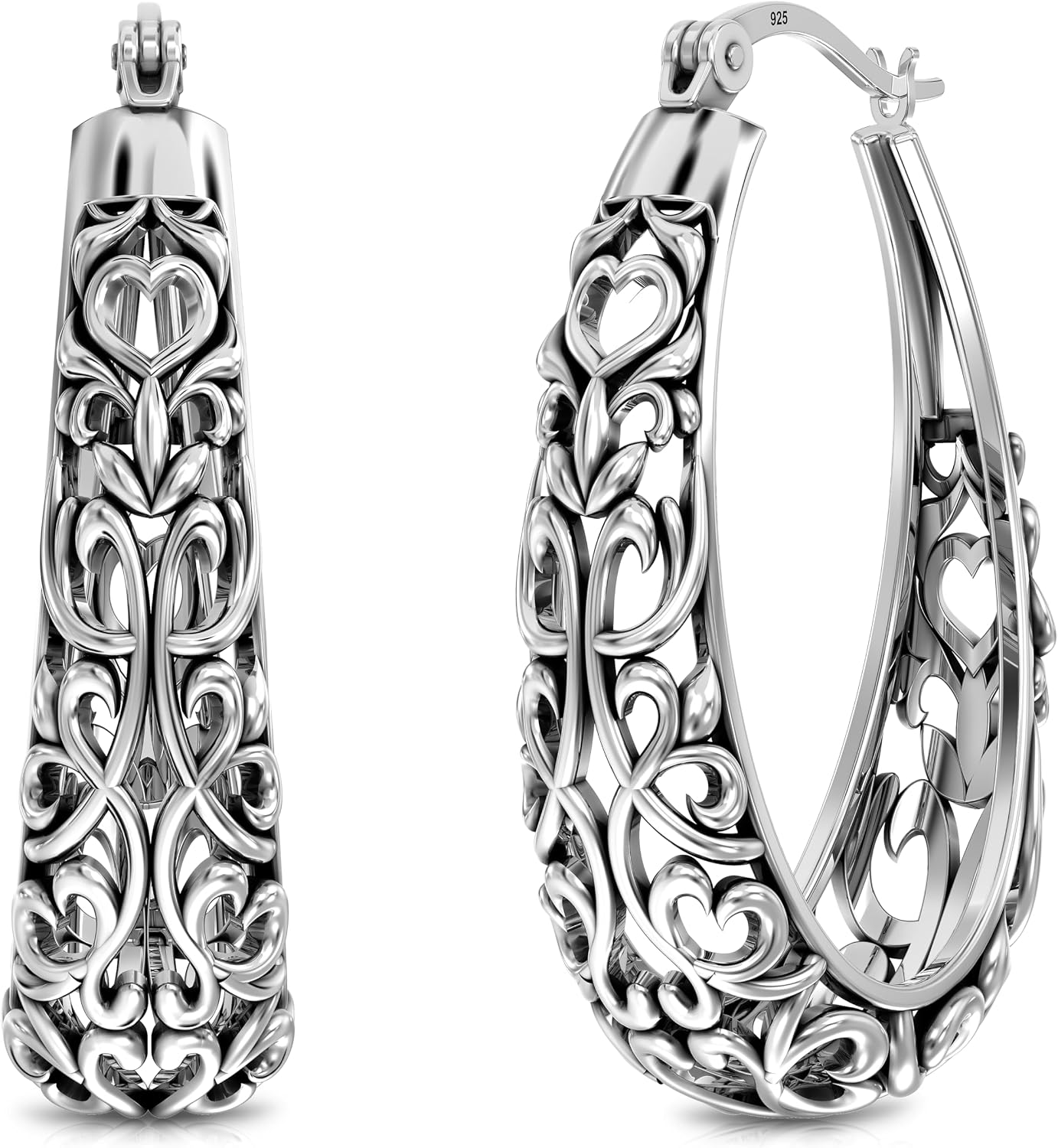 Detalle de LeCalla 925 Sterling Silber Hoop Ohrringe