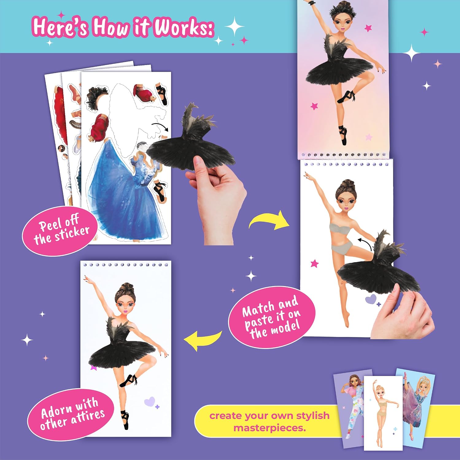 Detalle de BSCOOL Dancers Dress-Up Sticker Activity Book, 100+ Stickers for Ages 5+