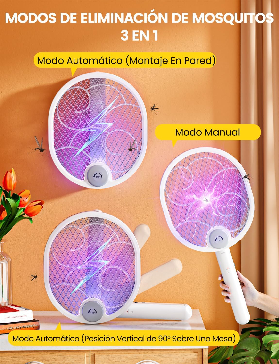 Thumbnail 4 de WOCVRYY Raqueta Antimosquitos 3 en 1 ⚡ Plegable y Recargable