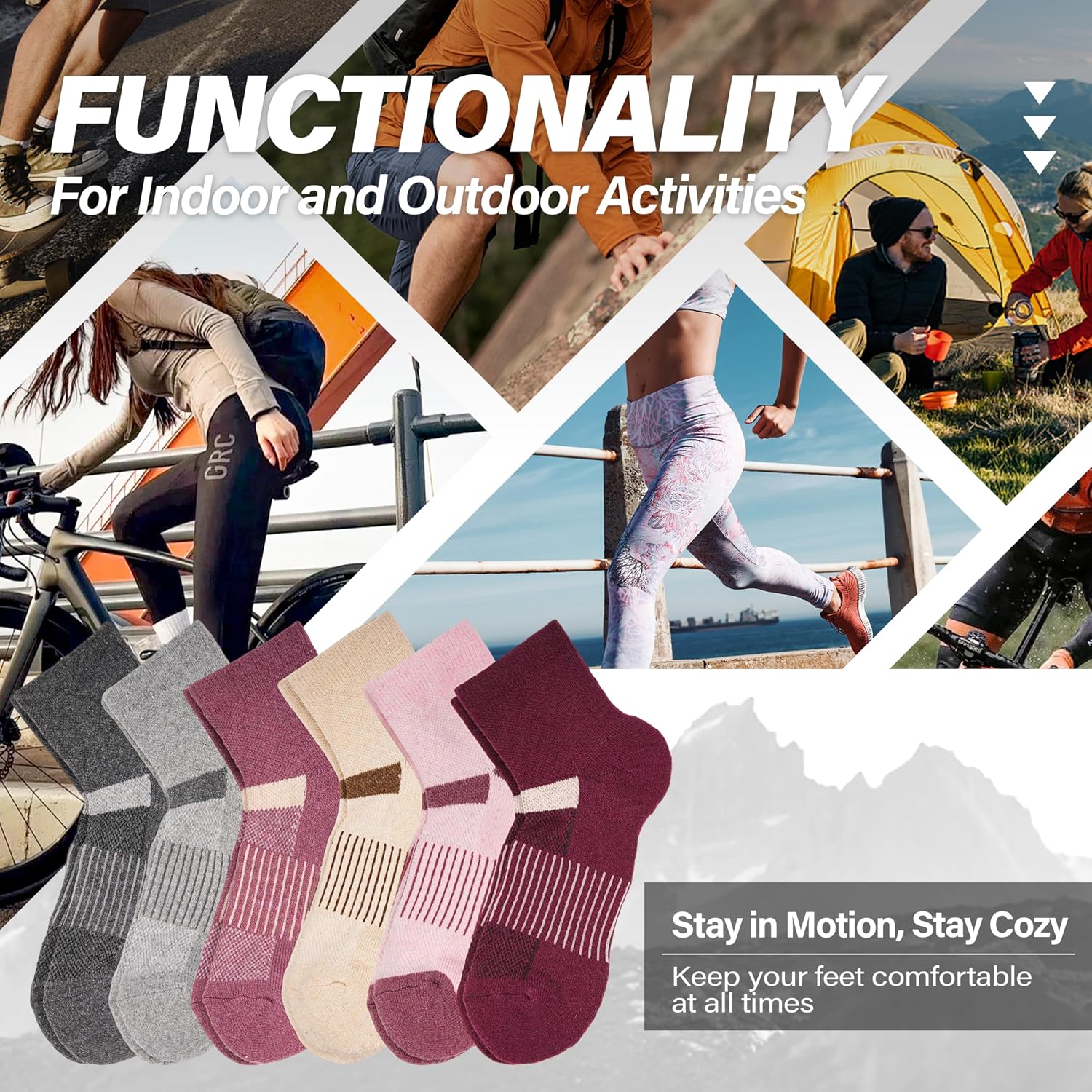 Thumbnail 5 de MOSEY KOSY Merino Kurz Viertellänge Wandersocken