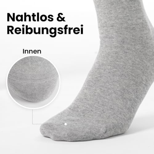 Detalle de SukModen Diabetiker-Socken Herren & Damen – 10 Paar, ohne Gummibund, weiche Baumwolle, nahtloser Zehenbereich