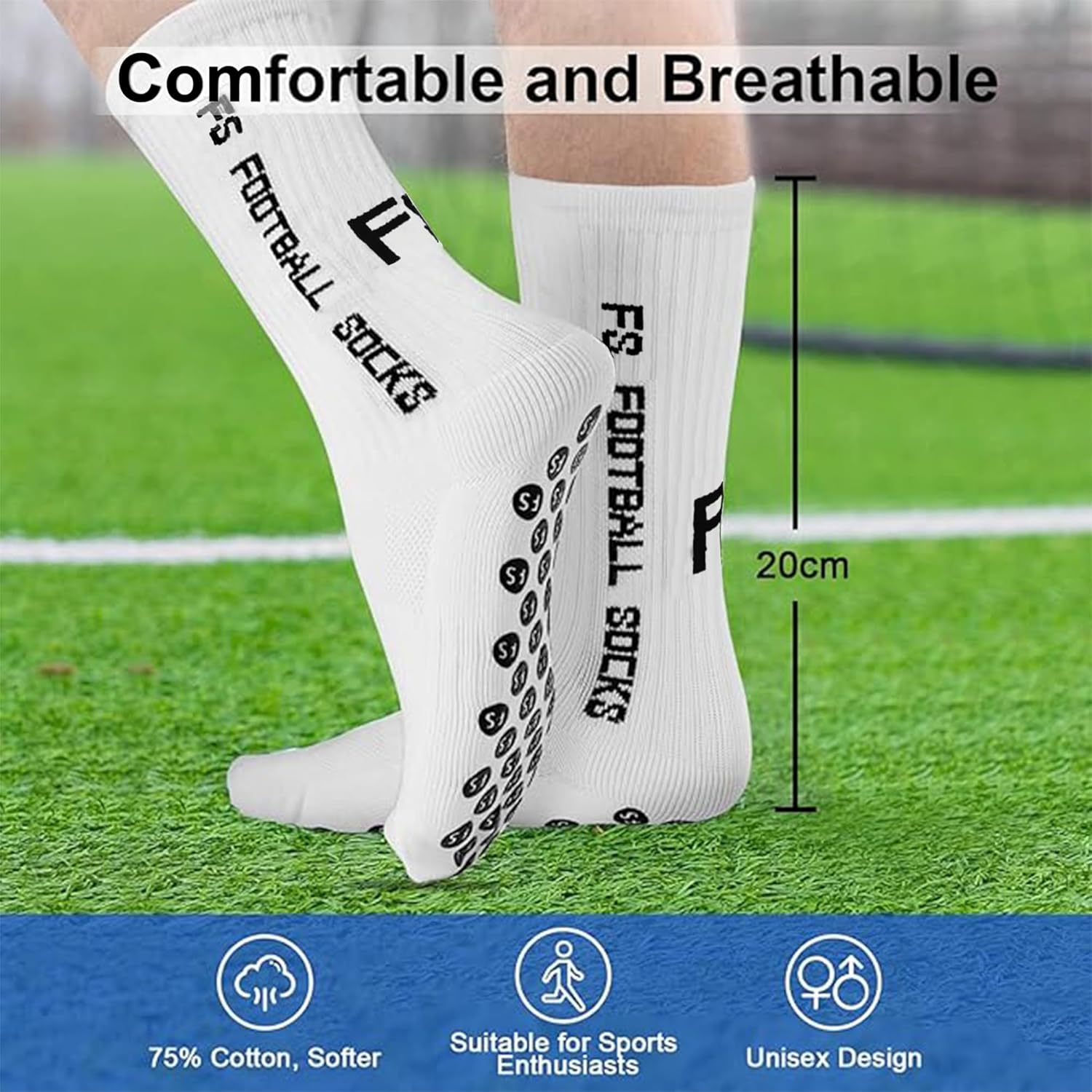 Thumbnail 4 de Gohanny Fußballsocken (3 Paar) mit Anti-Rutsch-Grip – Größen 35–39 & 39–46