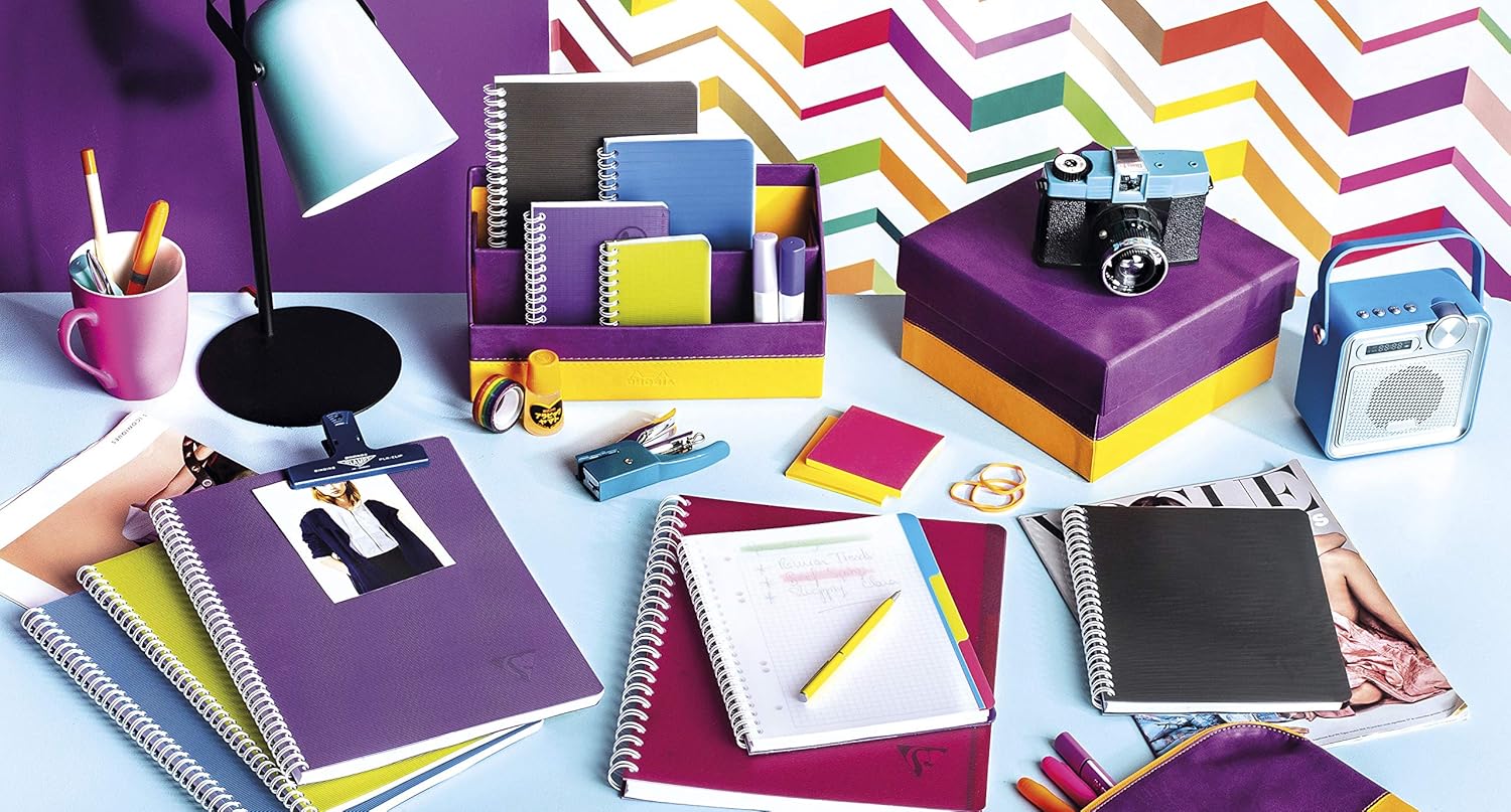 Detalle de Clairefontaine 329755C Linicolor intensi Evolutiv'Book – Taccuino a spirale A5+ 16x21 cm, 180 pagine quadretti, carta 90 g, copertina PP