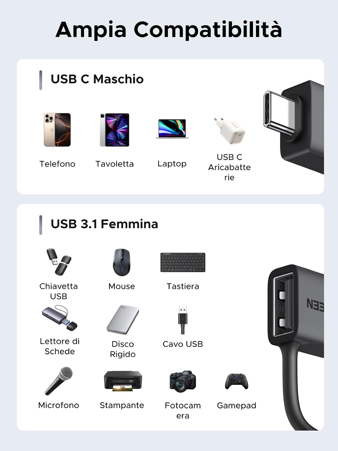 Thumbnail 3 de UGREEN Adattatore USB C USB A 3.2 10Gbps OTG 2 pezzi