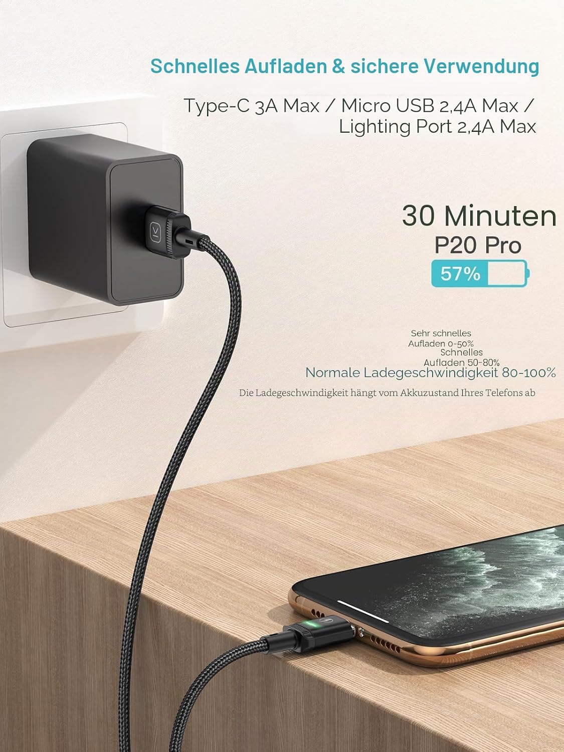 Thumbnail 1 de Kuulaa Magnetisches USB-C-Ladekabel – 2er-Pack, 1 m, 3 A, magnetisch