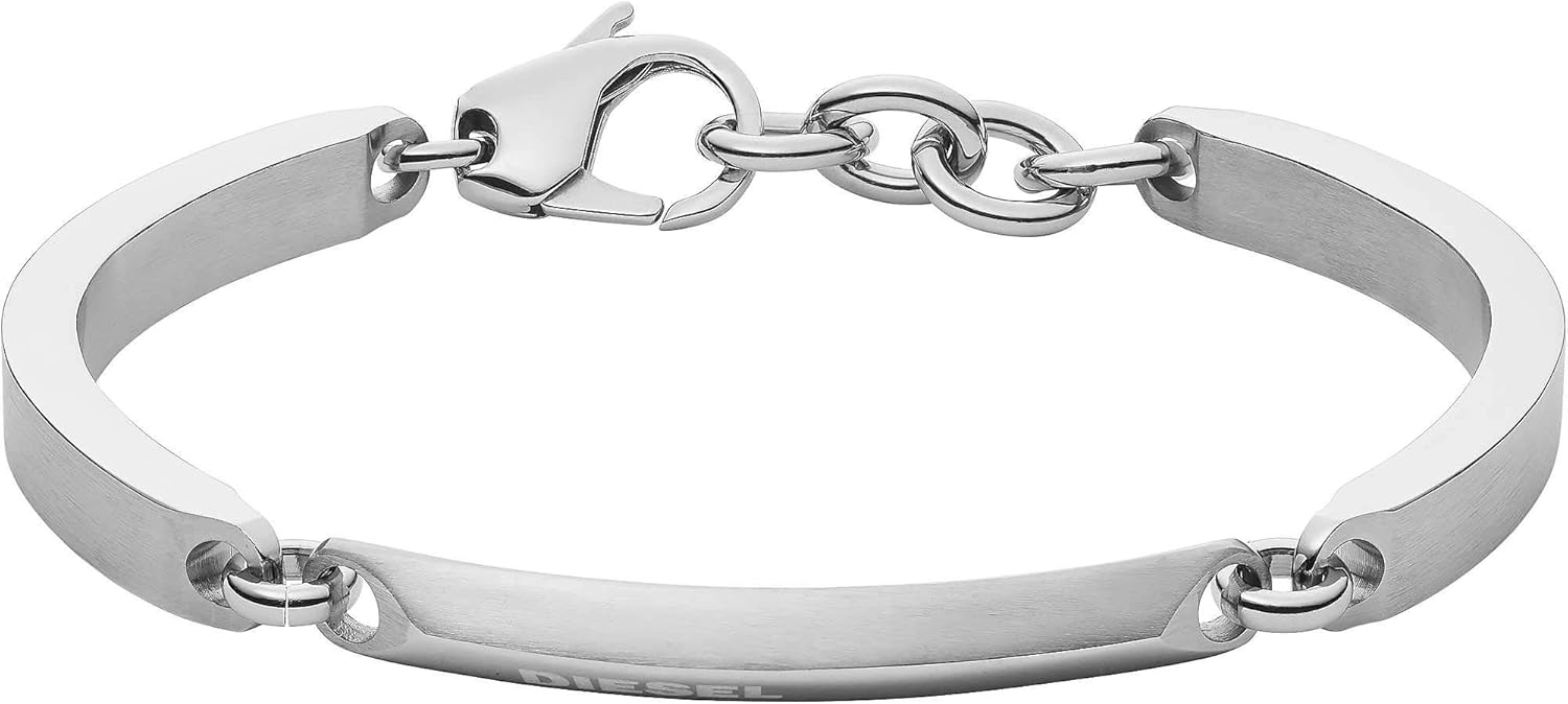 Thumbnail 6 de Bracelet Diesel pour homme en acier inoxydable argenté à fermoir mousqueton