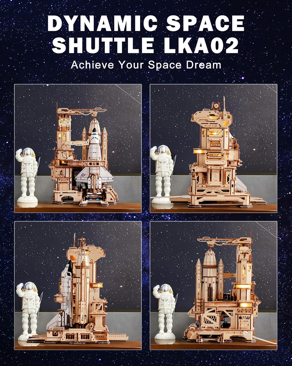 Detalle de ROKR LKA02 Space Shuttle 3D Wooden Puzzle 🧩